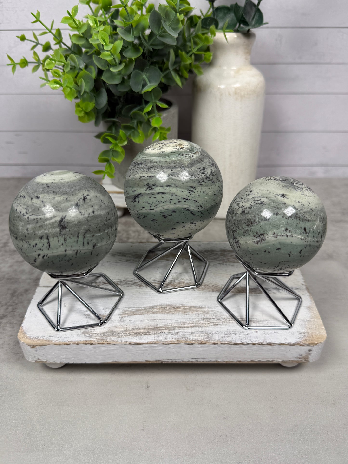 Dendritic Green Agate Spheres