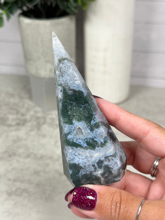 Moss Agate Diamond Teardrops