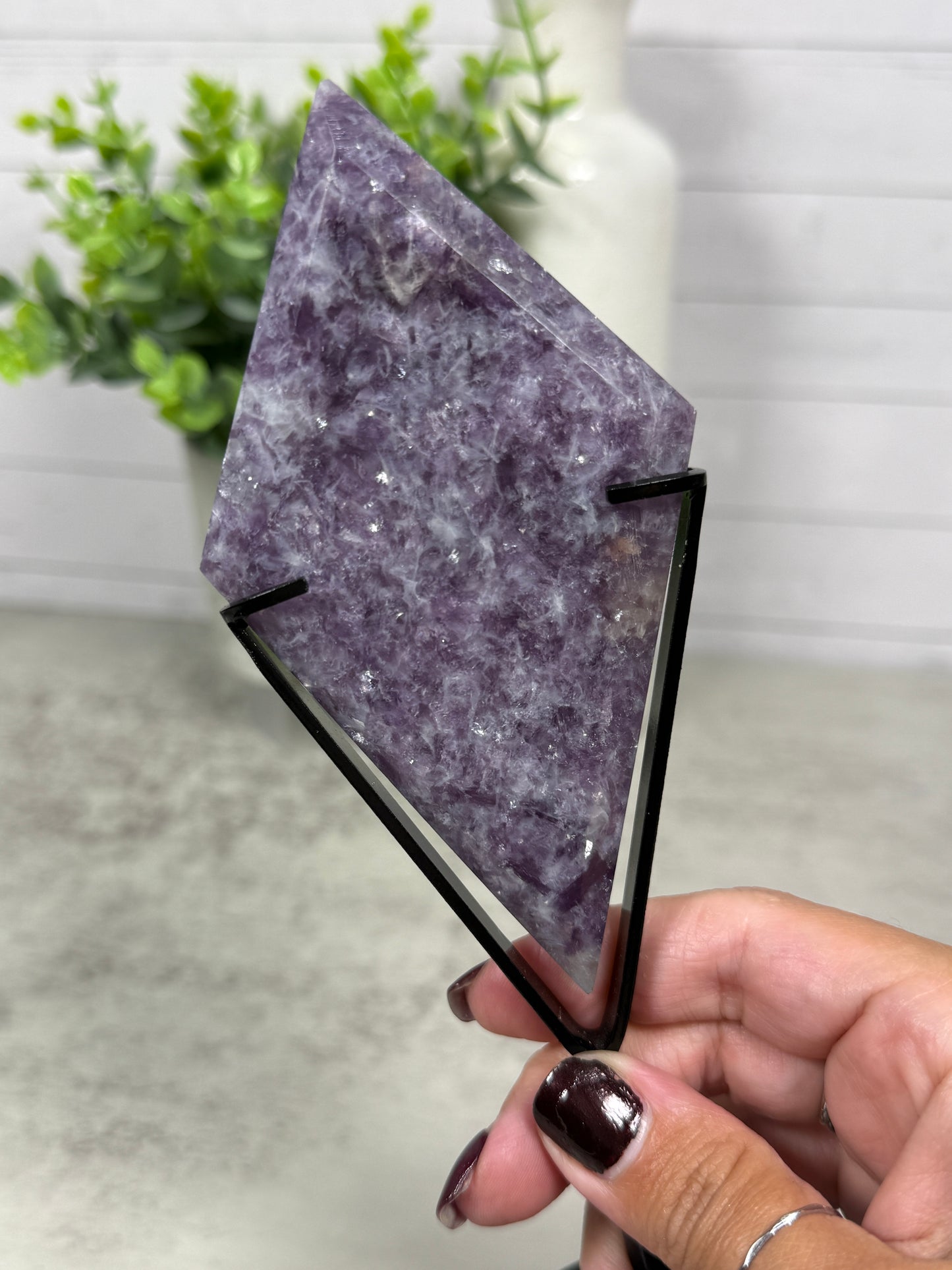 Lepidolite Diamonds on Stands