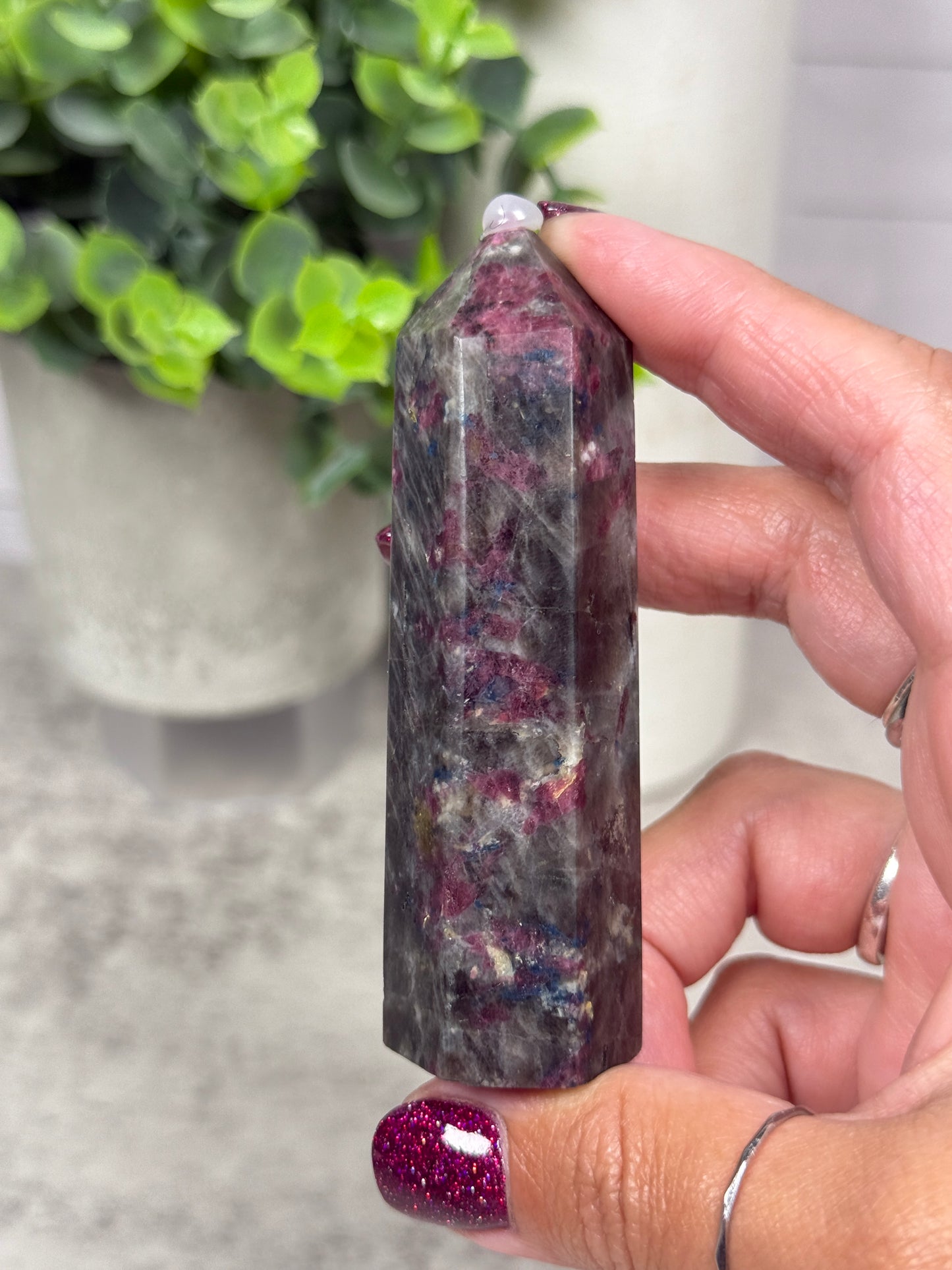 Plum Tourmaline + Smoky Quartz + Blue Apatite Towers - YOU PICK