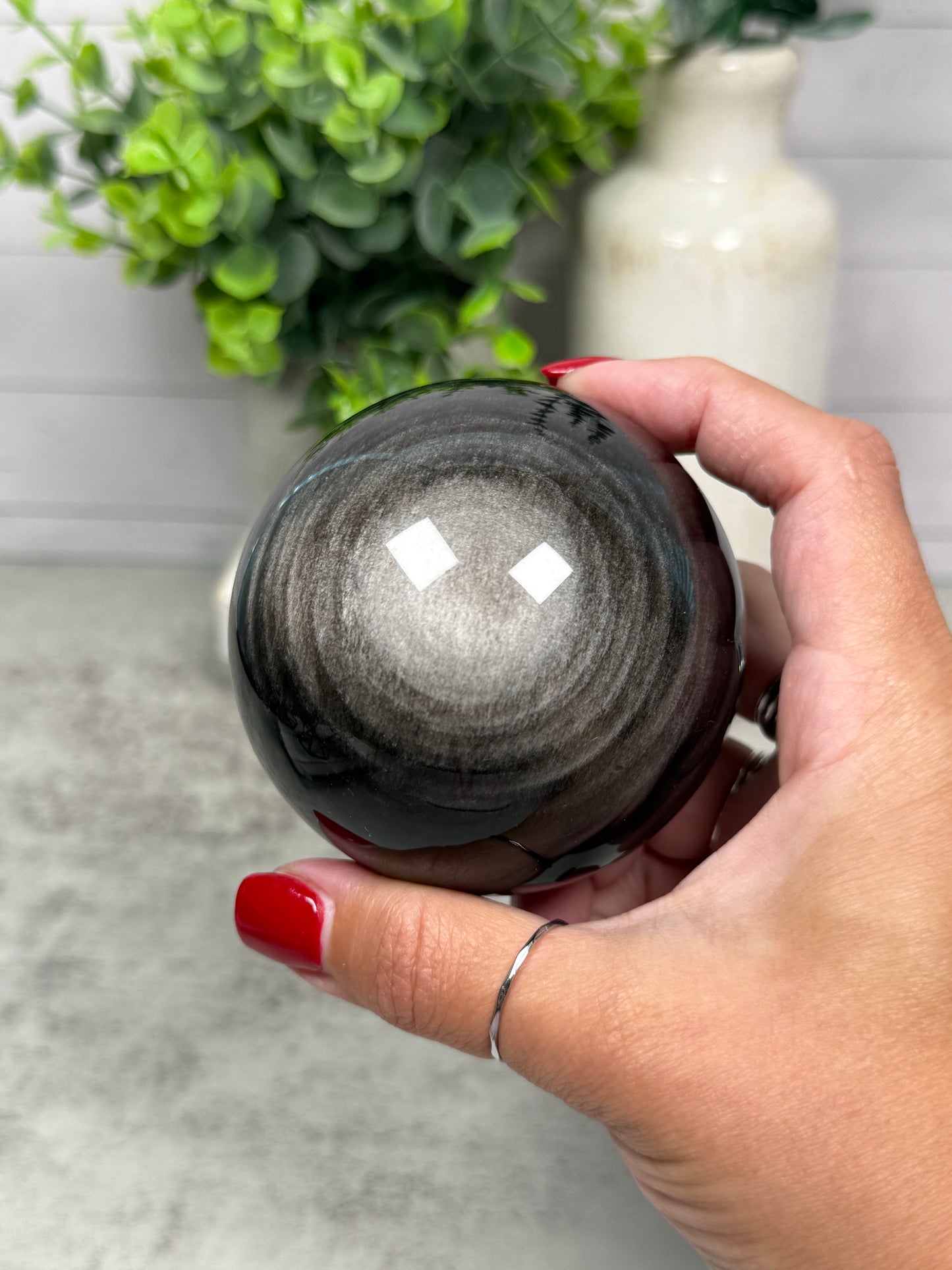 Silver Obsidian Spheres