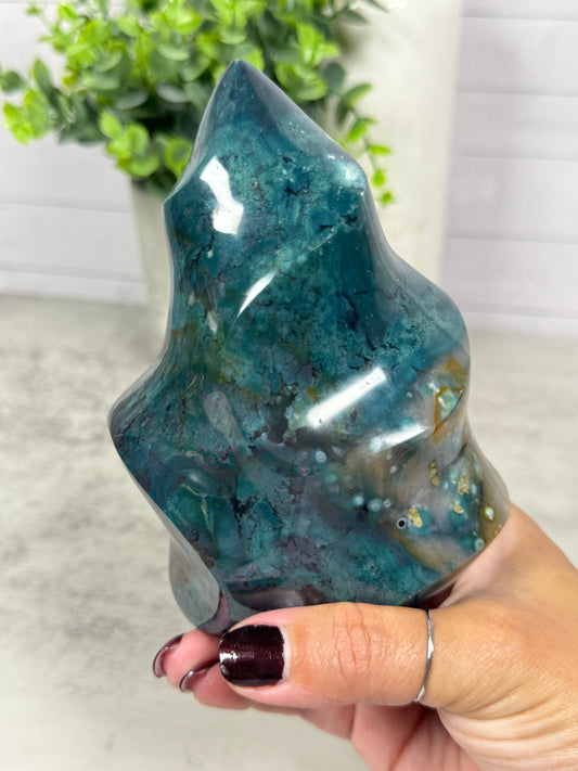 Teal Ocean Jasper Flame