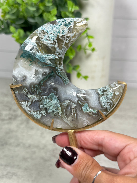 Moss Agate Moons | Lunas