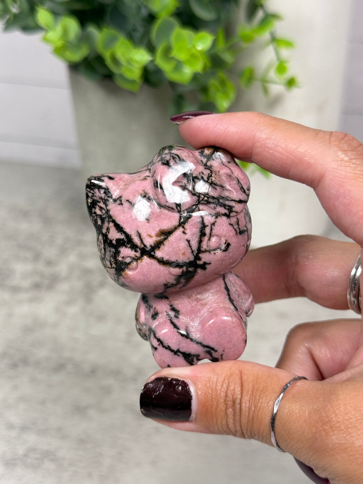 Pink Rhodonite Hello Kitty