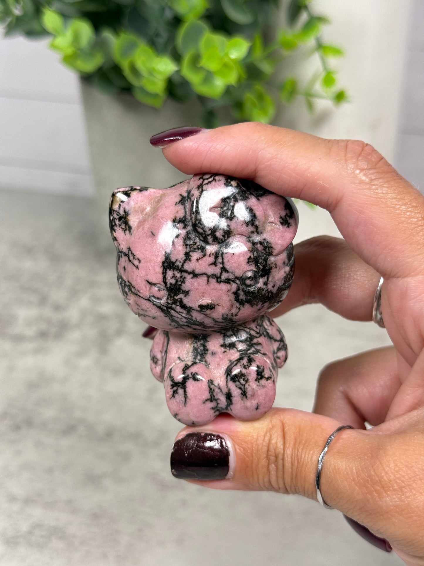Pink Rhodonite Hello Kitty