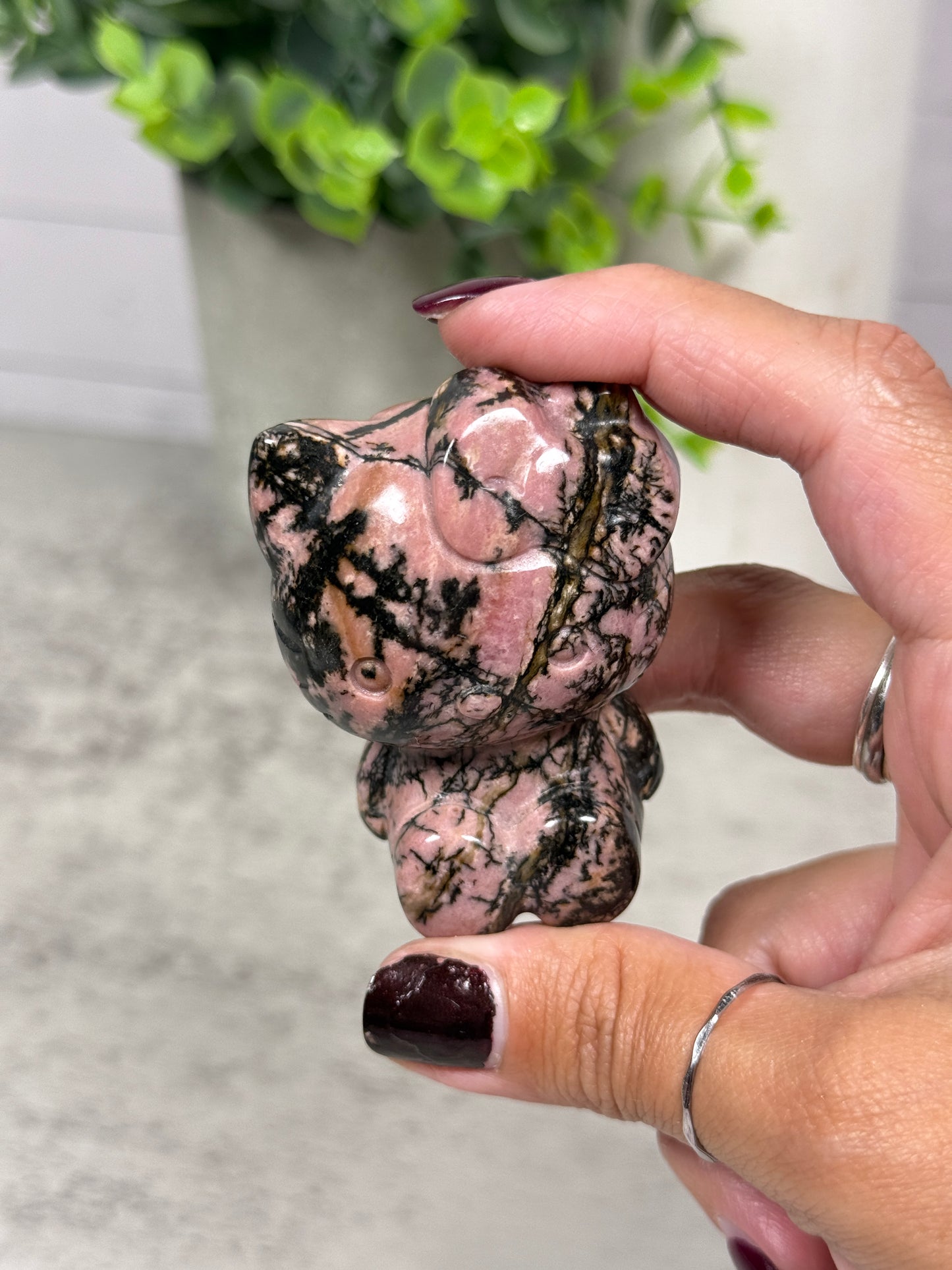 Pink Rhodonite Hello Kitty
