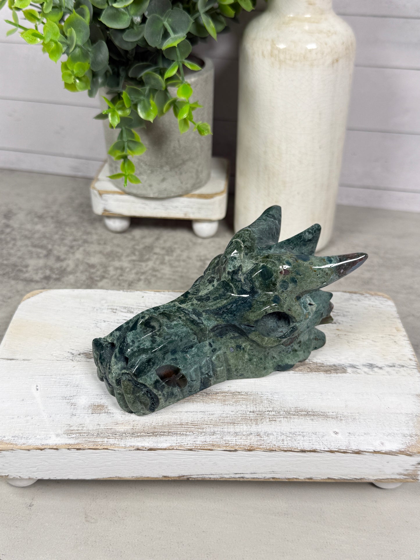Green Jasper Dragon Head