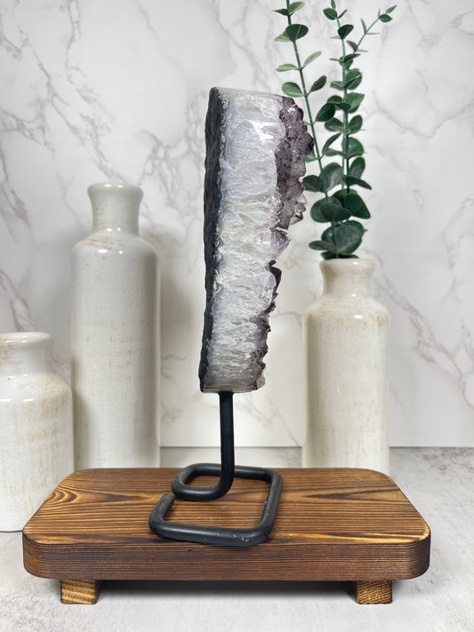 Amethyst Agate with Pyrite on Stand