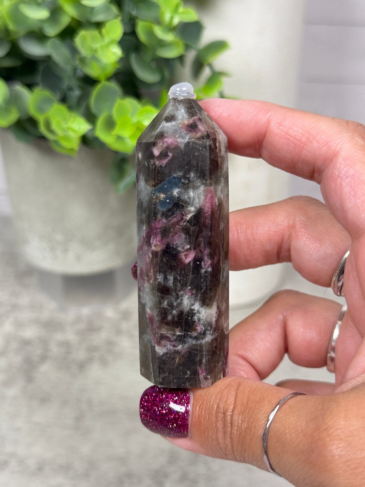 Plum Tourmaline + Smoky Quartz + Blue Apatite Towers - YOU PICK