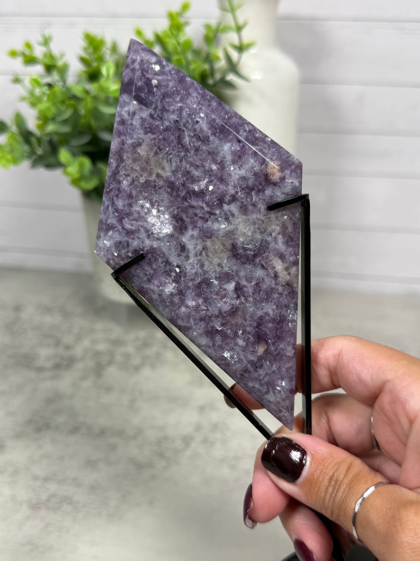 Lepidolite Diamonds on Stands