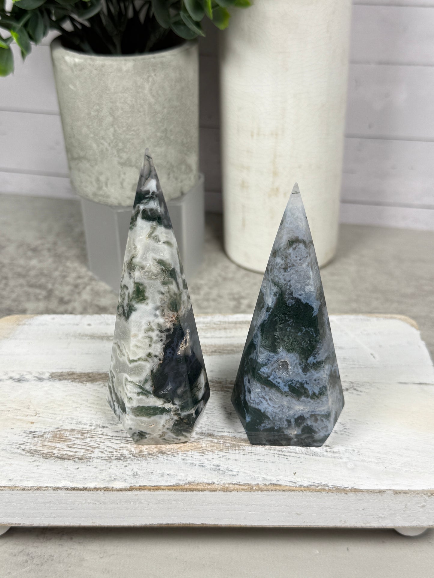 Moss Agate Diamond Teardrops