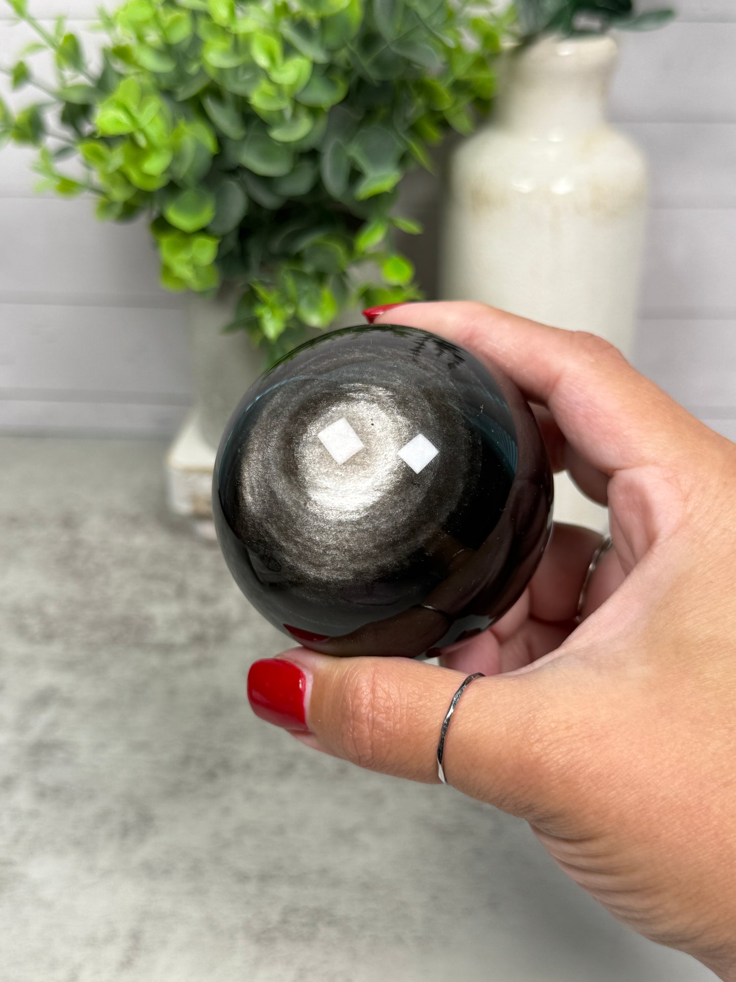 Silver Obsidian Spheres