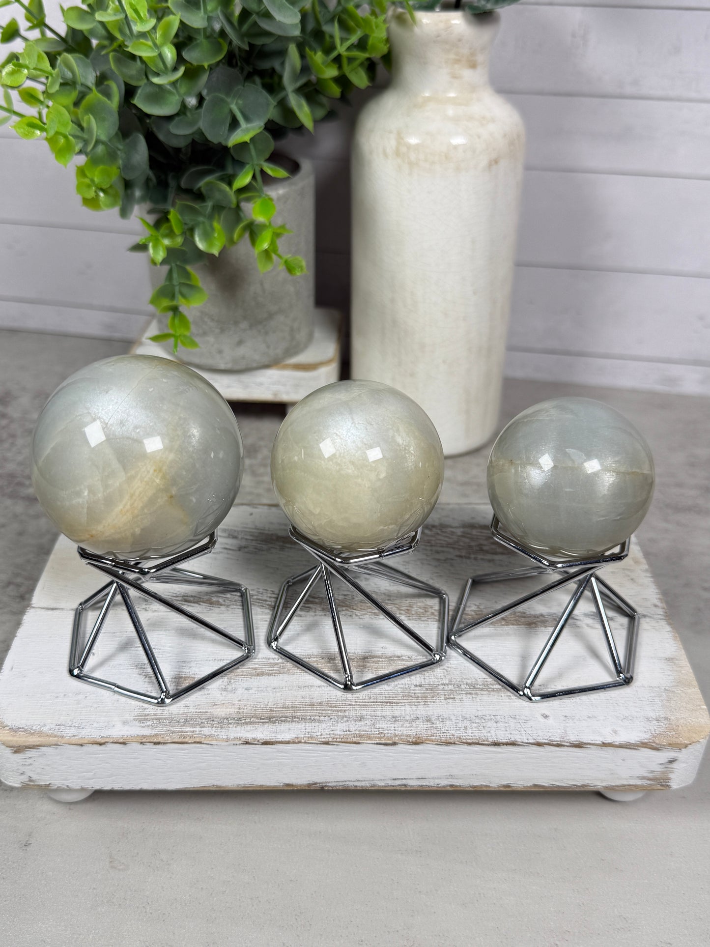 Sage Green Moonstone Spheres