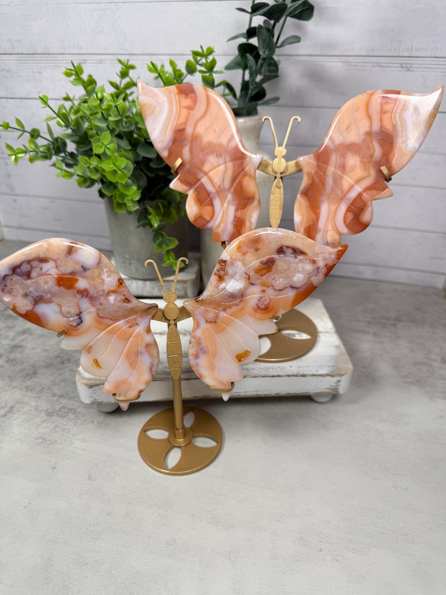 Pink Carnelian Flower Wings