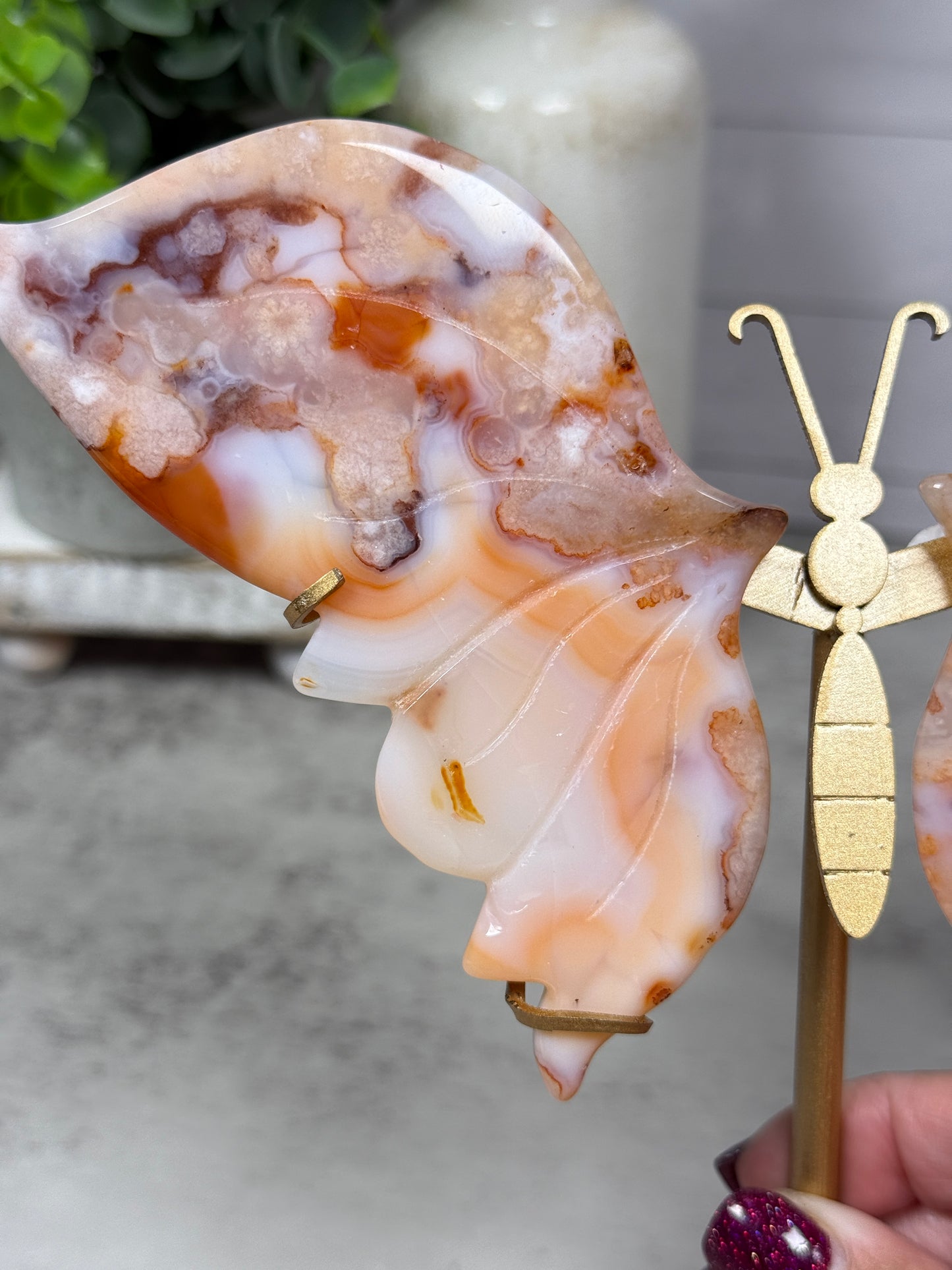 Pink Carnelian Flower Wings