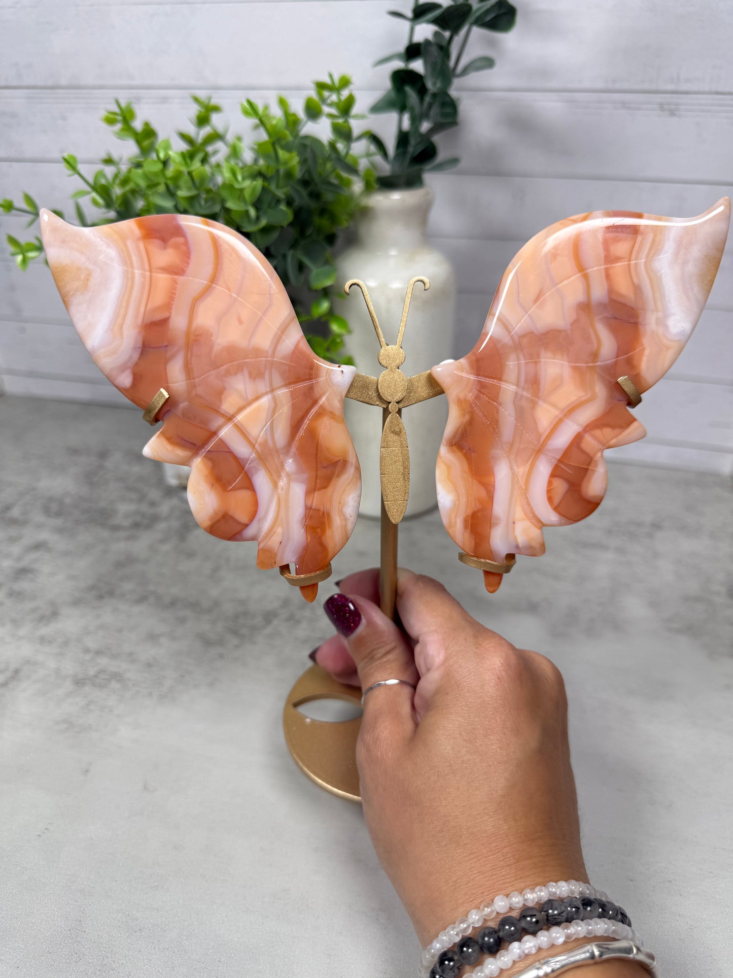 Pink Carnelian Flower Wings