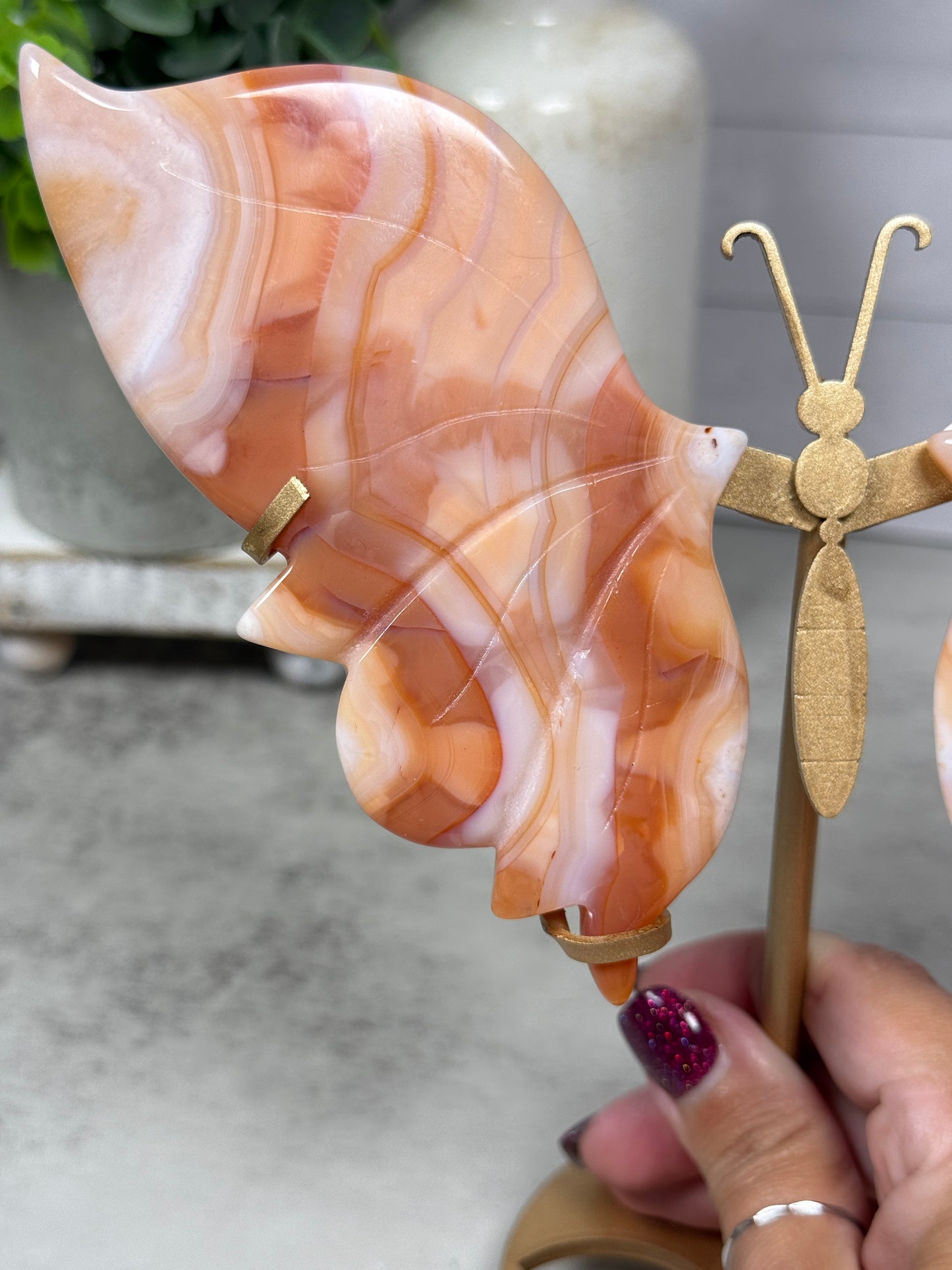 Pink Carnelian Flower Wings