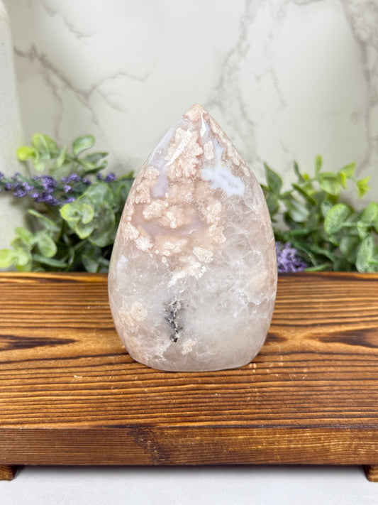 Pink Flower Agate Teardrop