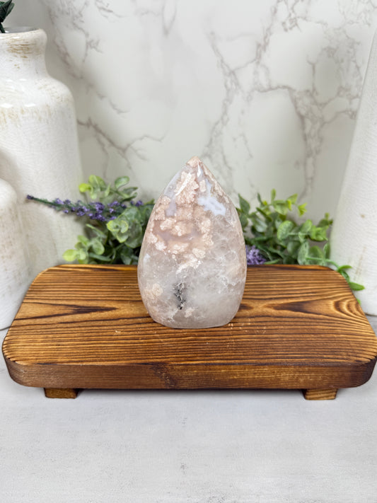 Pink Flower Agate Teardrop