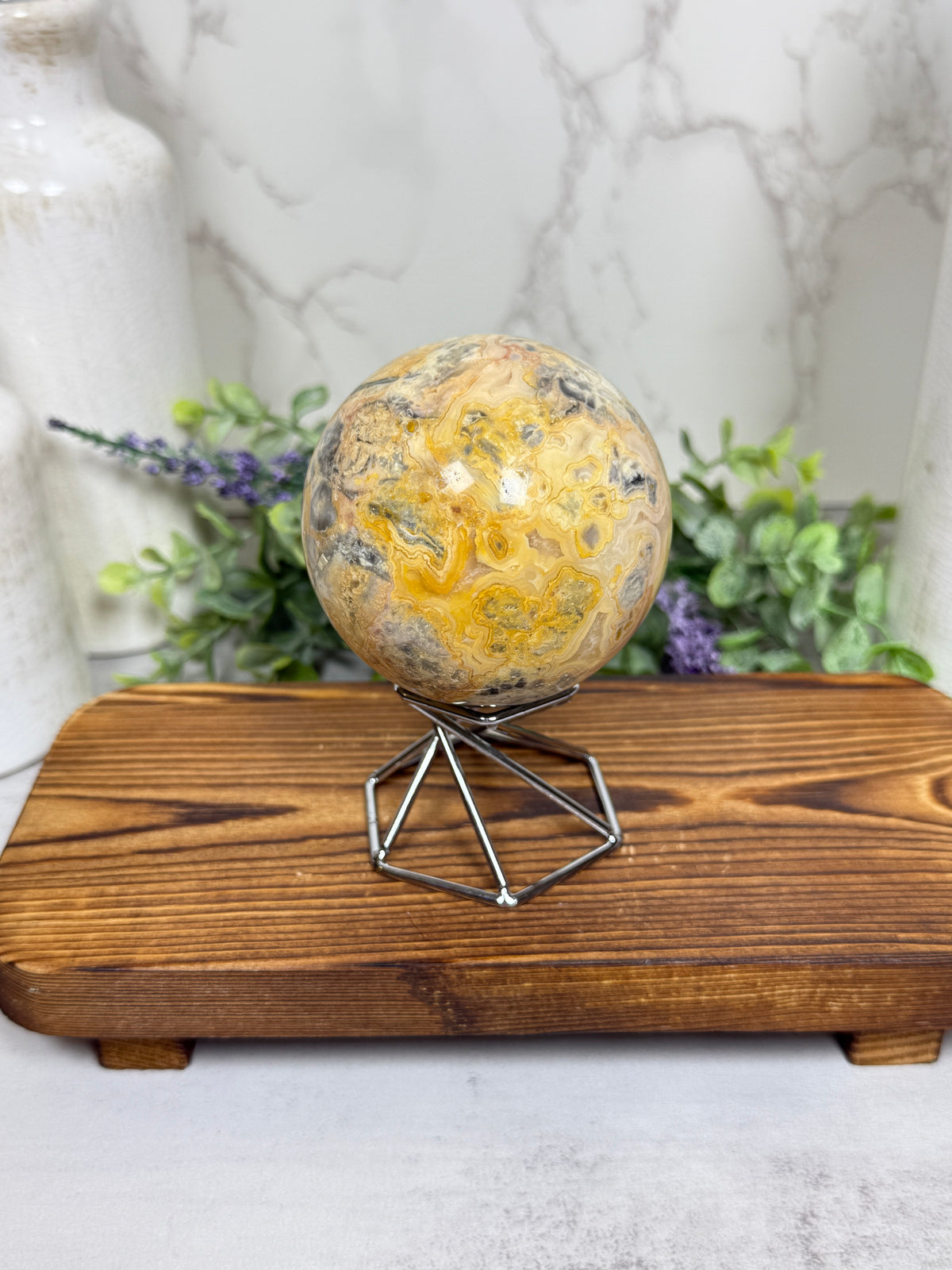 Yellow Crazy Lace Sphere – Stone Treasures Crystal Shop