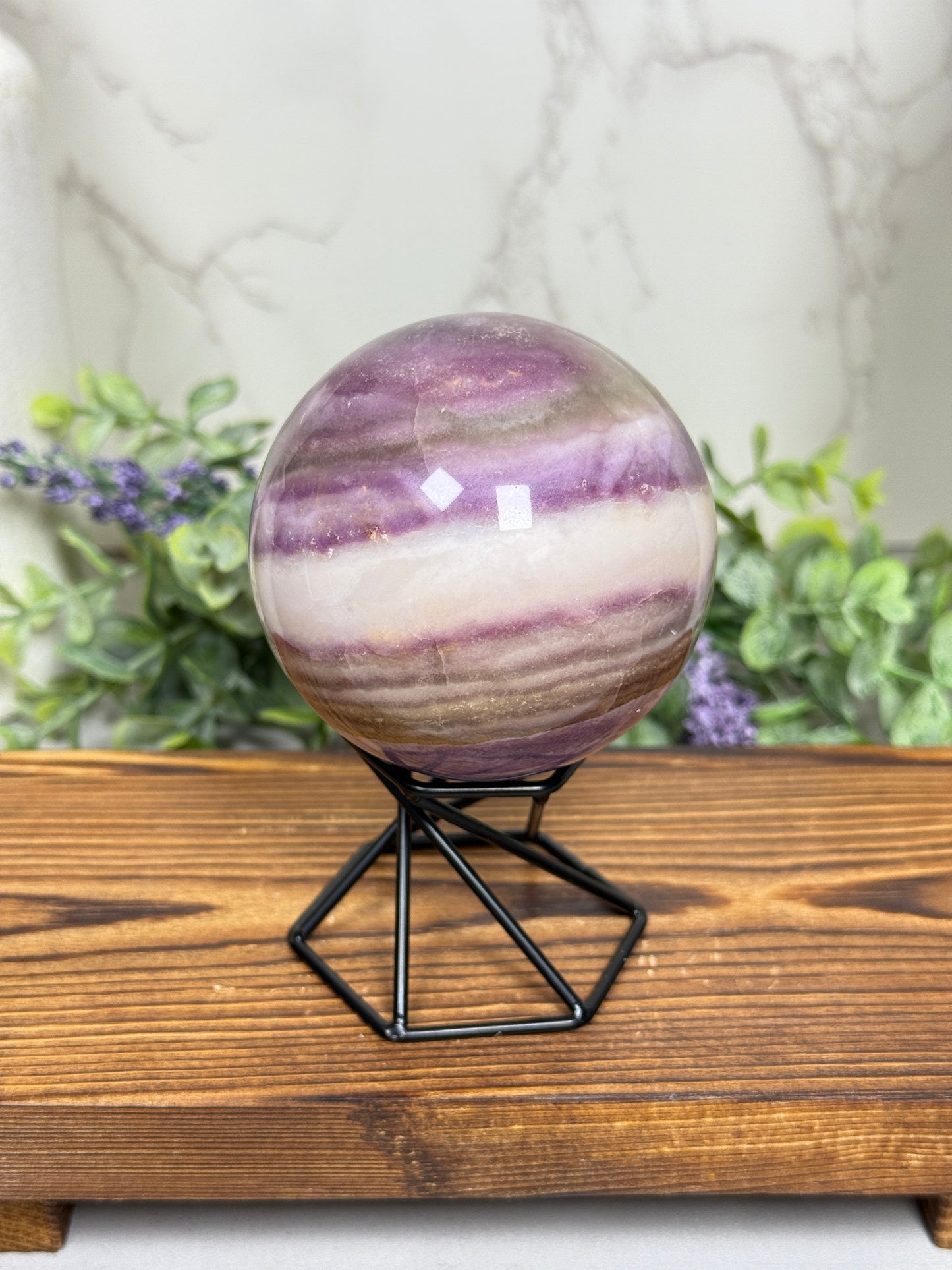 Banded Silk Fluorite Sphere
