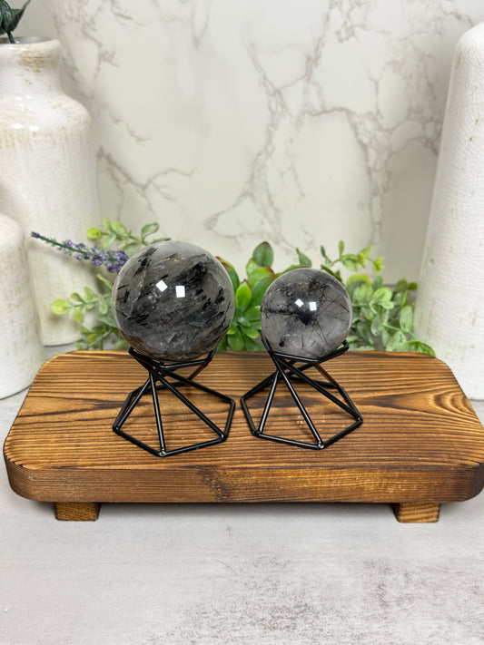 Black Tourmaline in Quartz Spheres