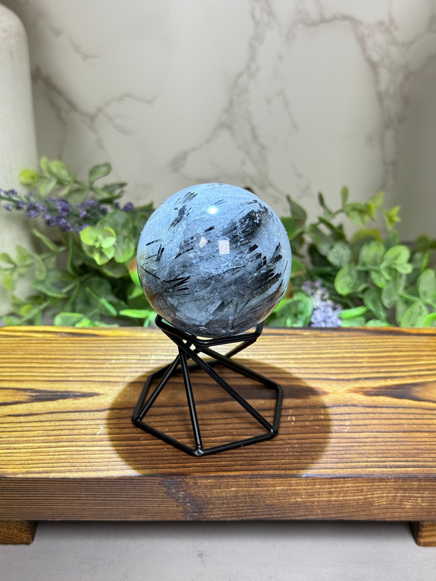 Black Tourmaline in Quartz Spheres