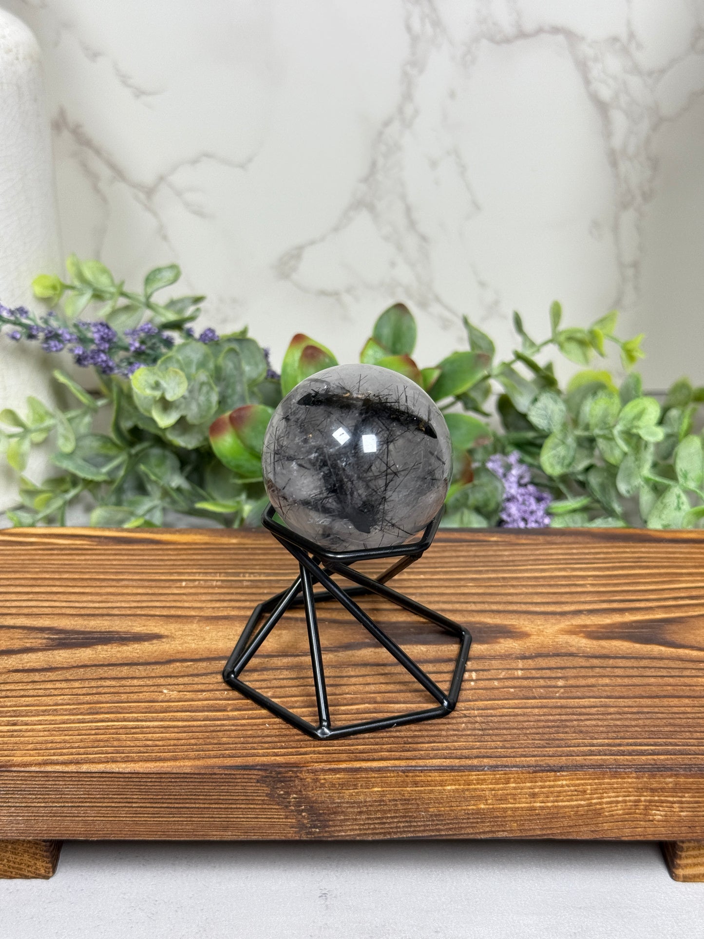 Black Tourmaline in Quartz Spheres