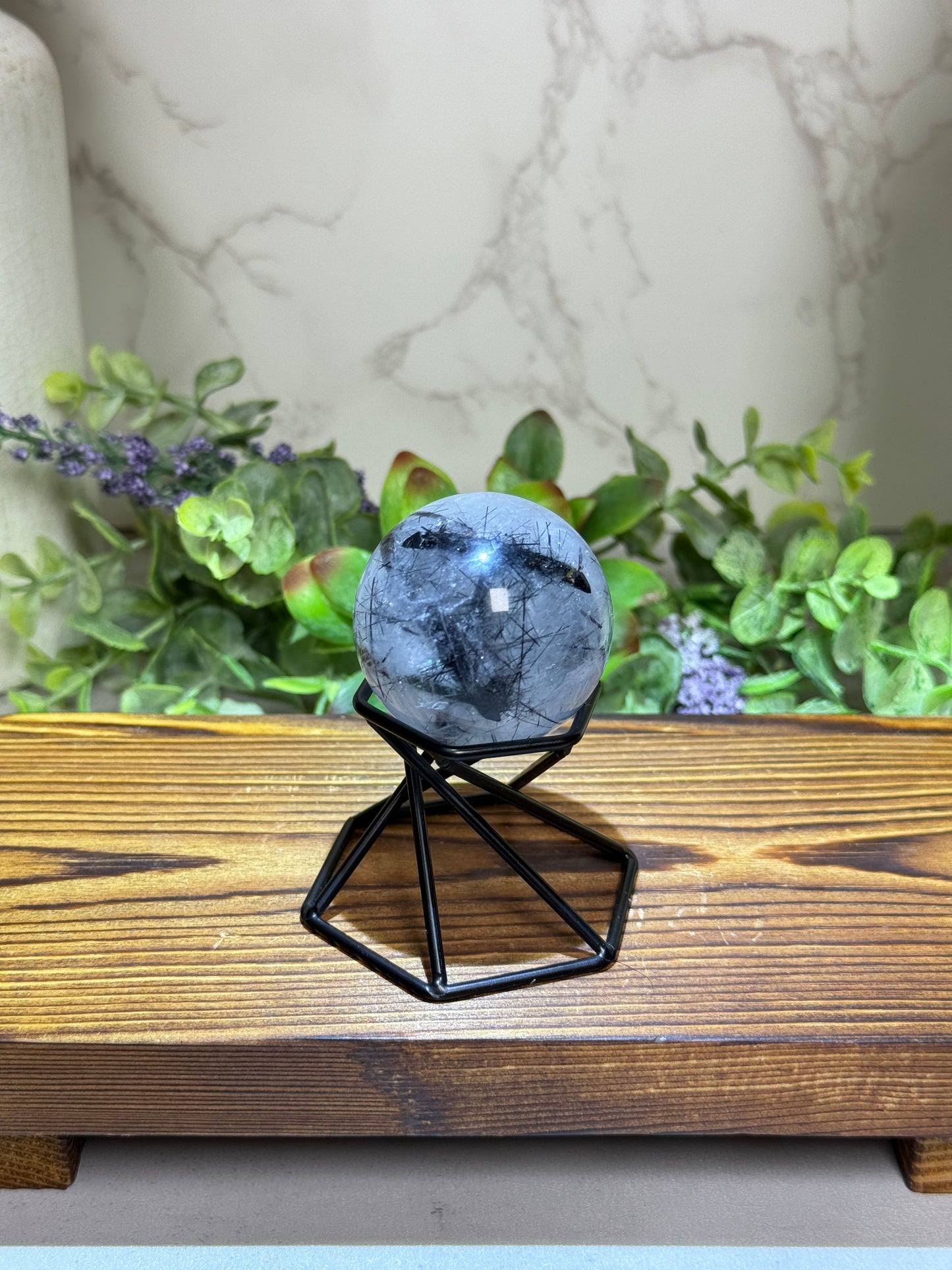 Black Tourmaline in Quartz Spheres