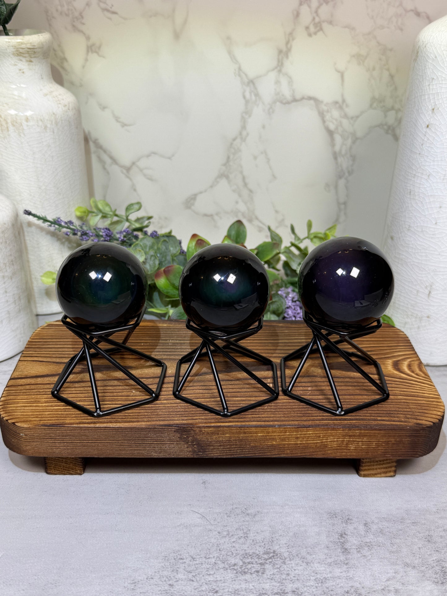 Rainbow Obsidian Spheres