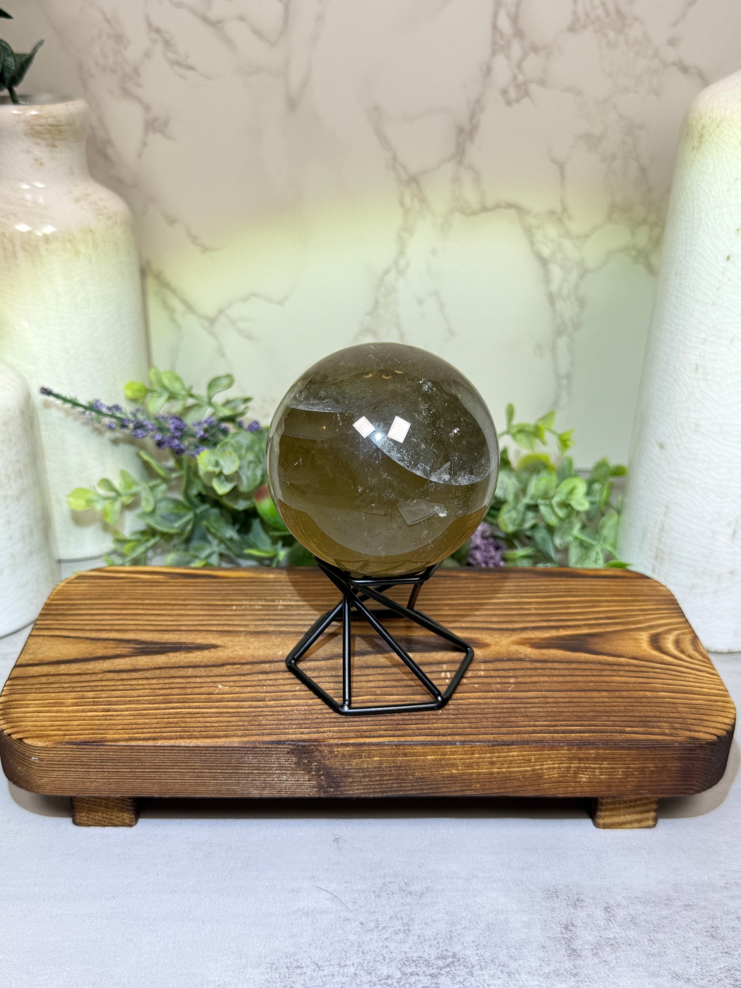 Banded Smoky Quartz Sphere