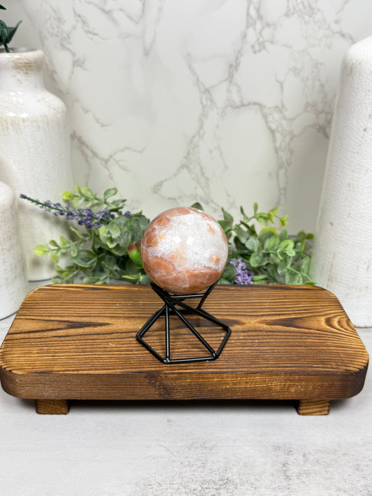 Pink Agate + Quartz Sphere