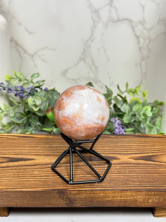 Pink Agate + Quartz Sphere