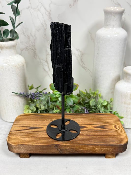 Black Tourmaline on Stand