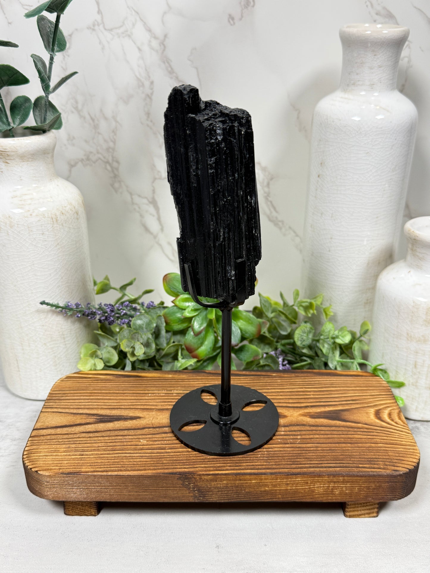 Black Tourmaline on Stand