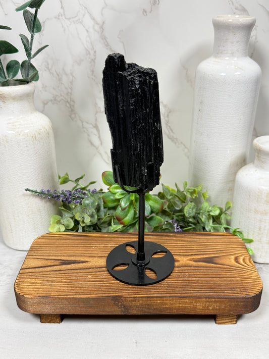 Black Tourmaline on Stand