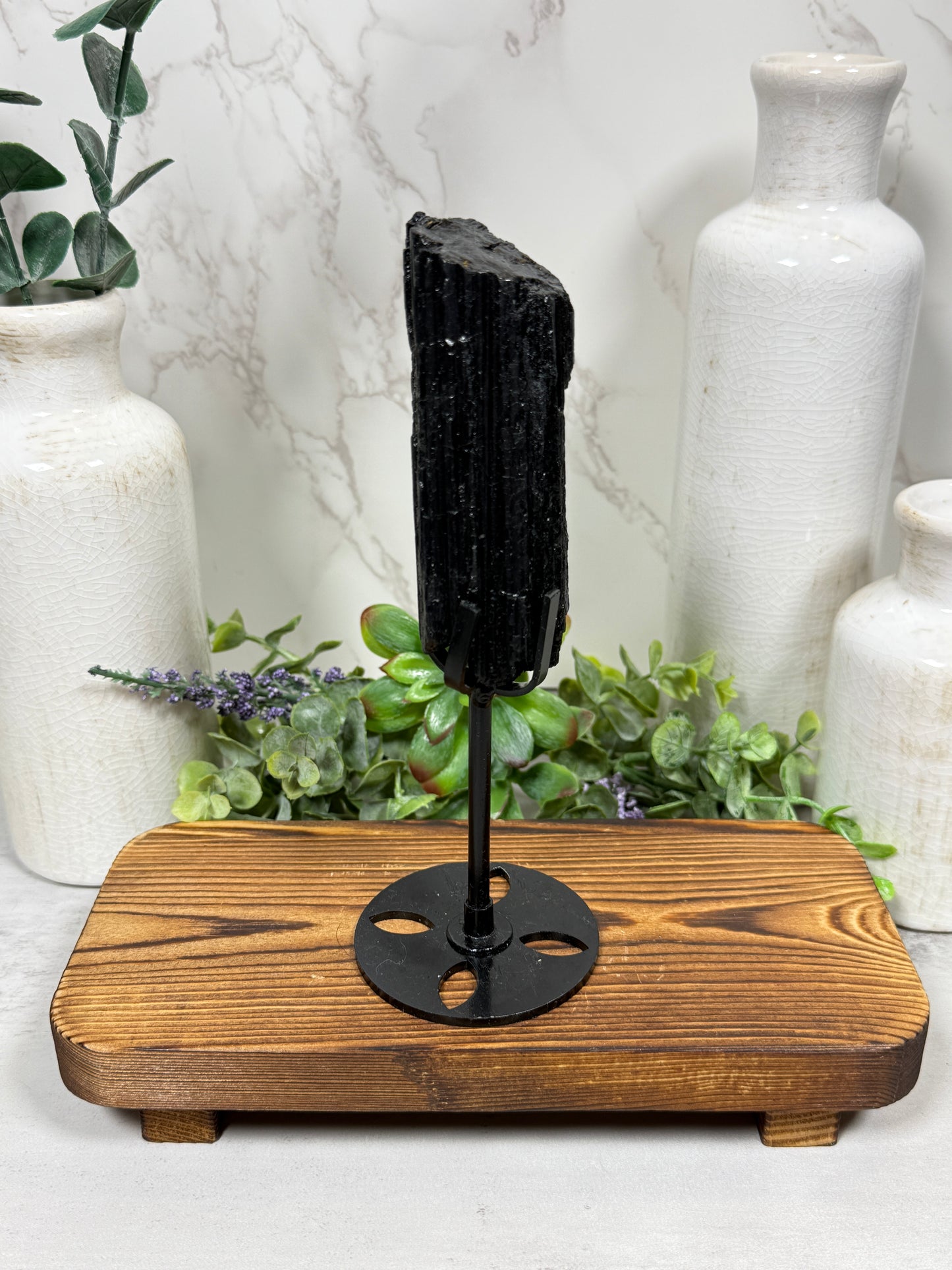 Black Tourmaline on Stand