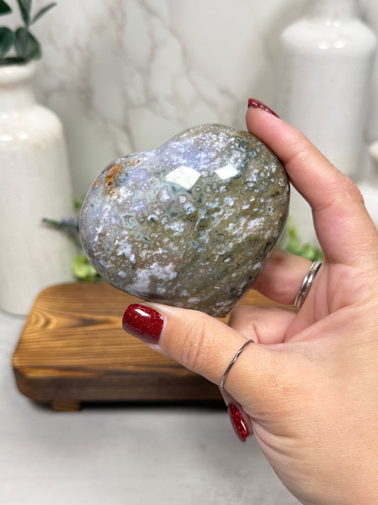 Ocean Jasper Puffy Hearts
