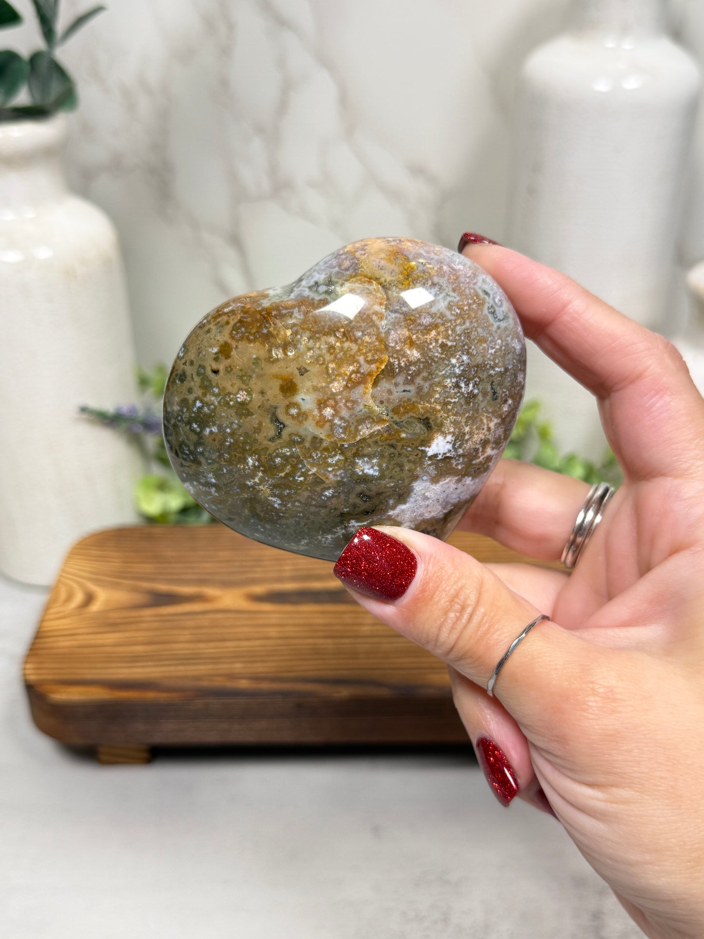 Ocean Jasper Puffy Hearts