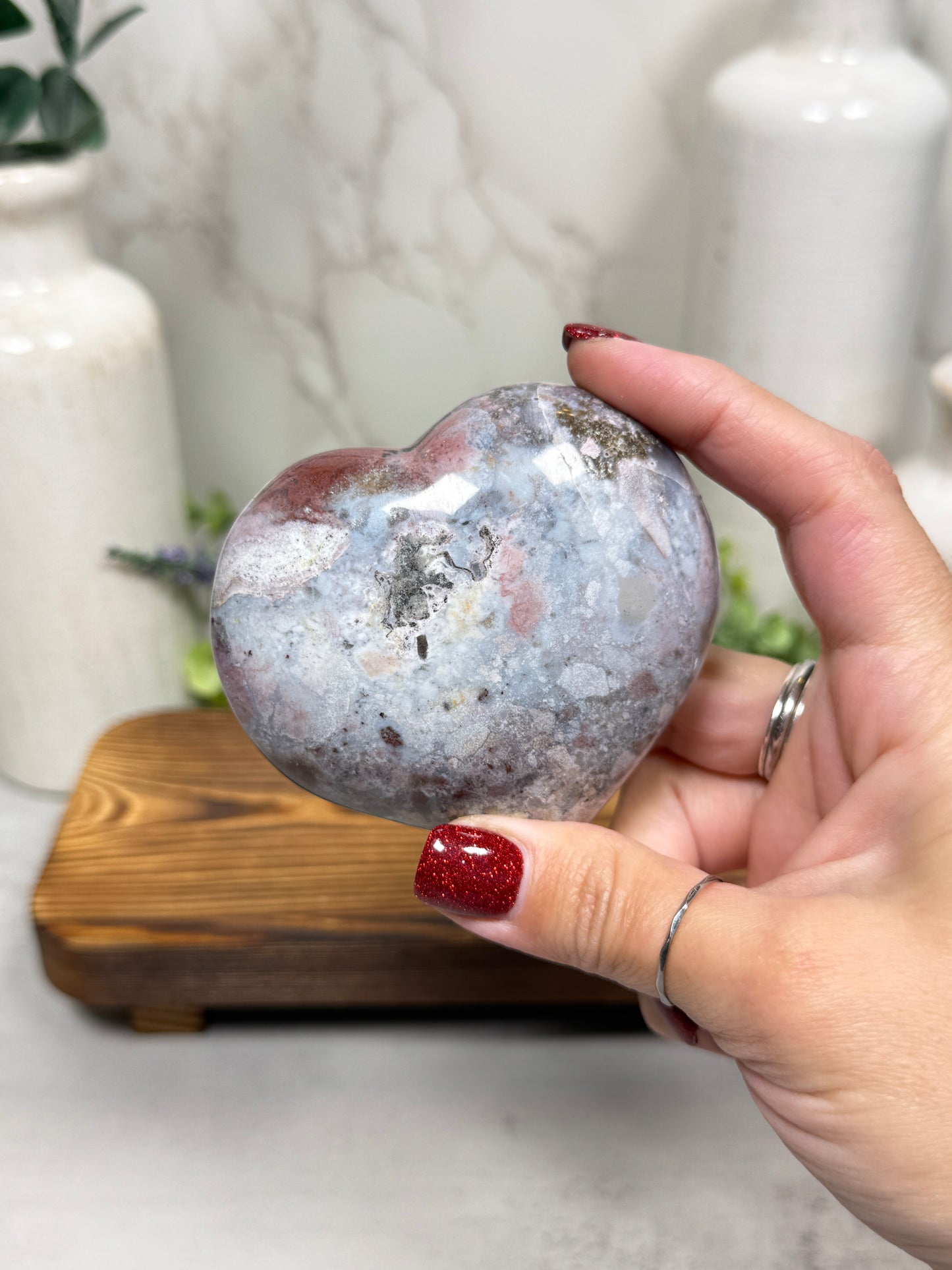 Ocean Jasper Puffy Hearts