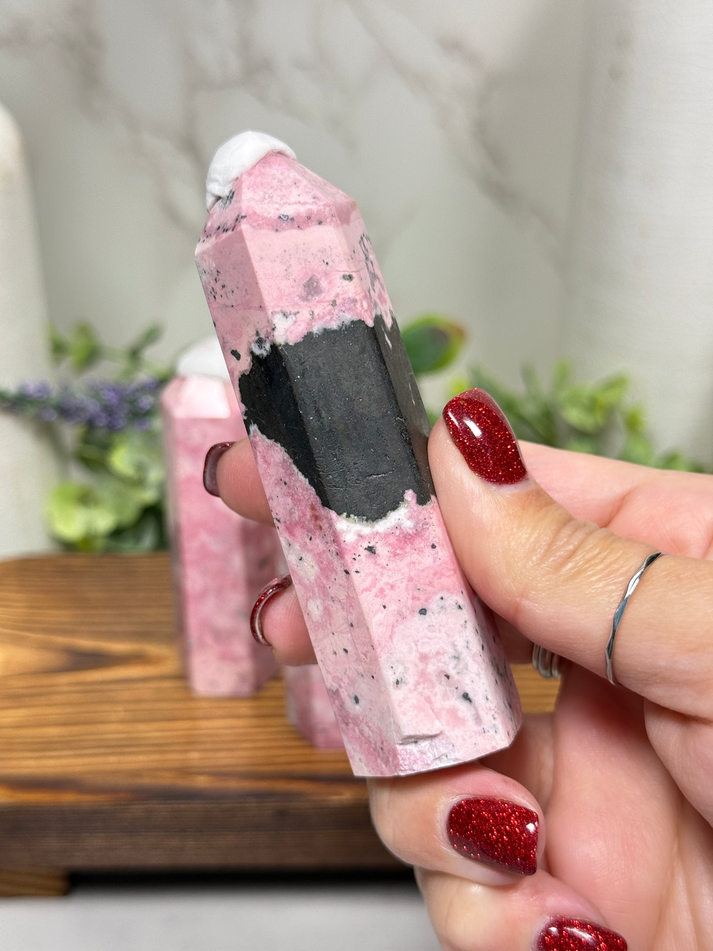 Peruvian Pink Rhodanite Towers
