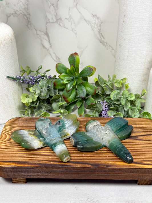 Green Agate Dragonfly (Dyed)