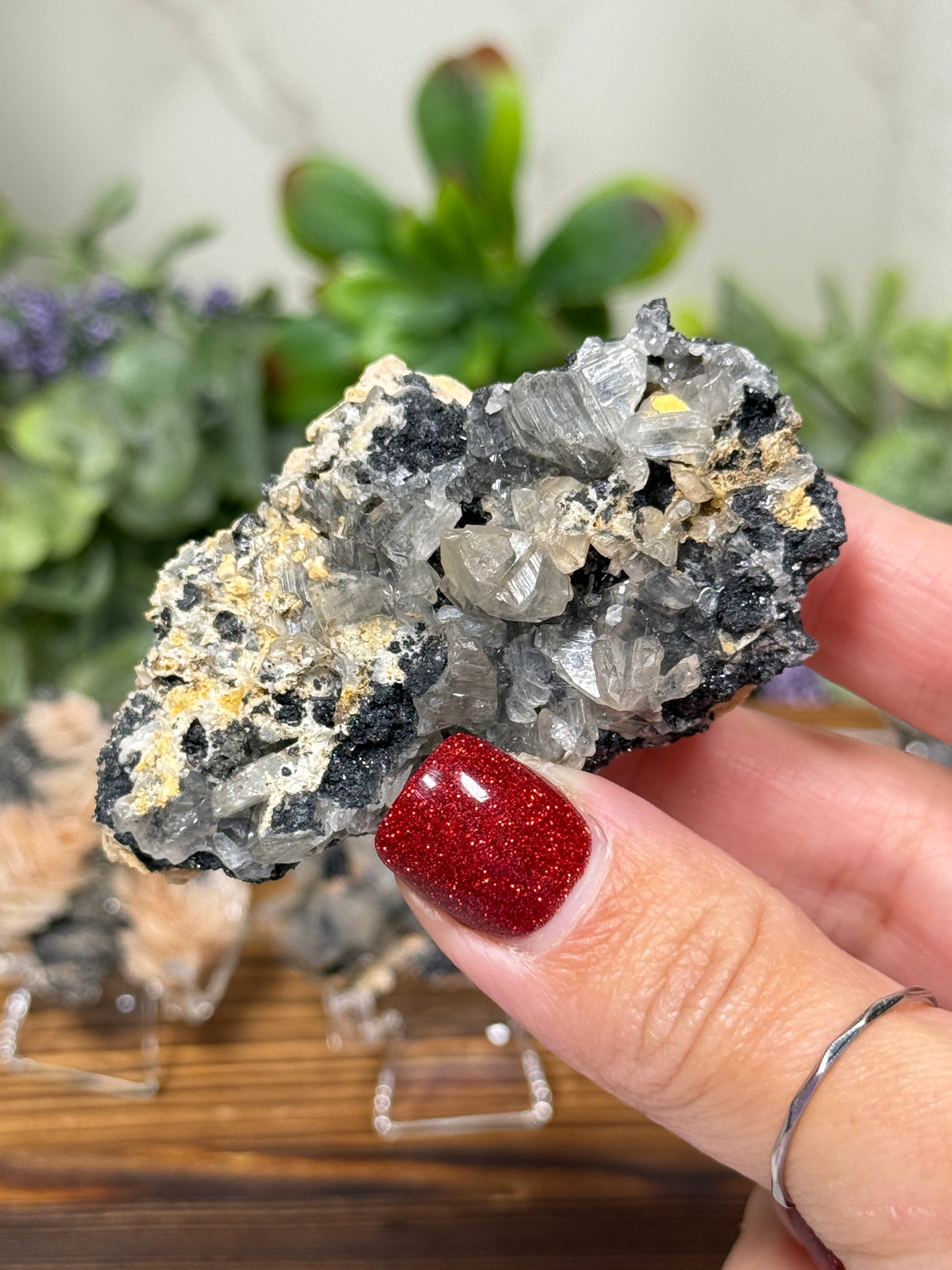 Cerussite Galena Barite from Morocco (UV)