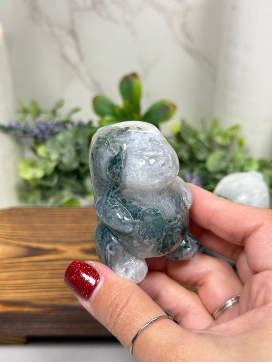 Moss Agate Chubby Dinosaurs