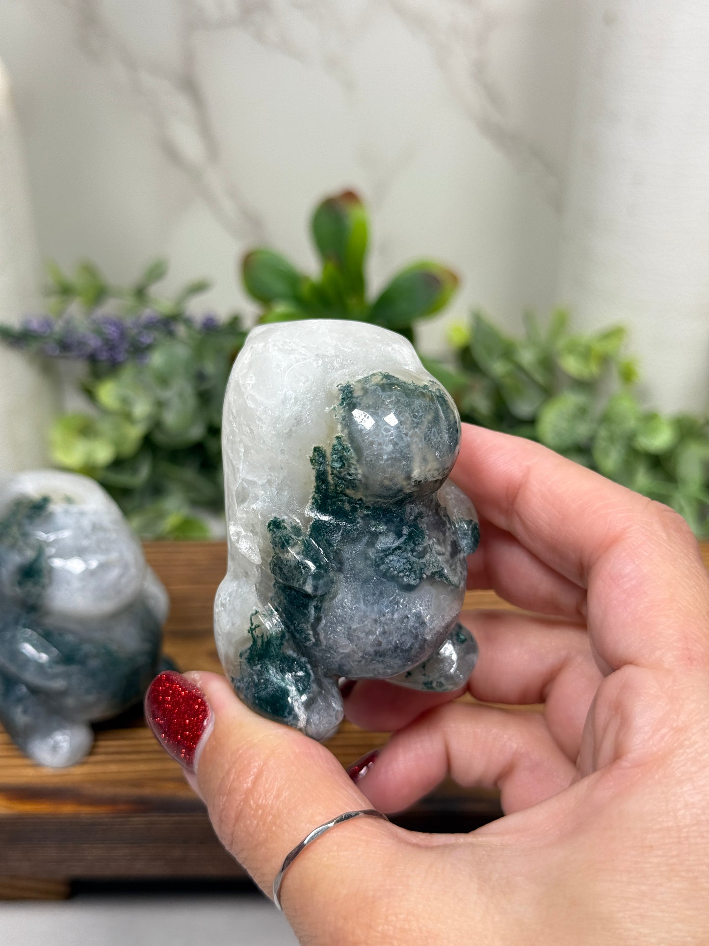 Moss Agate Chubby Dinosaurs