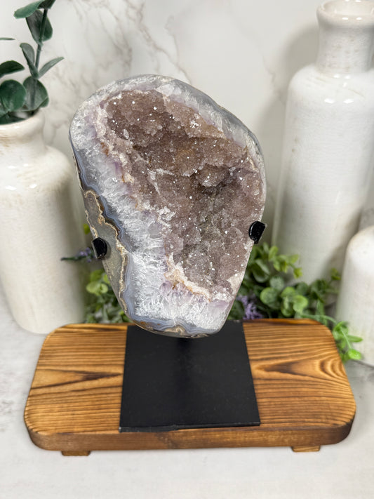 Pink Sugary Amethyst on Stand