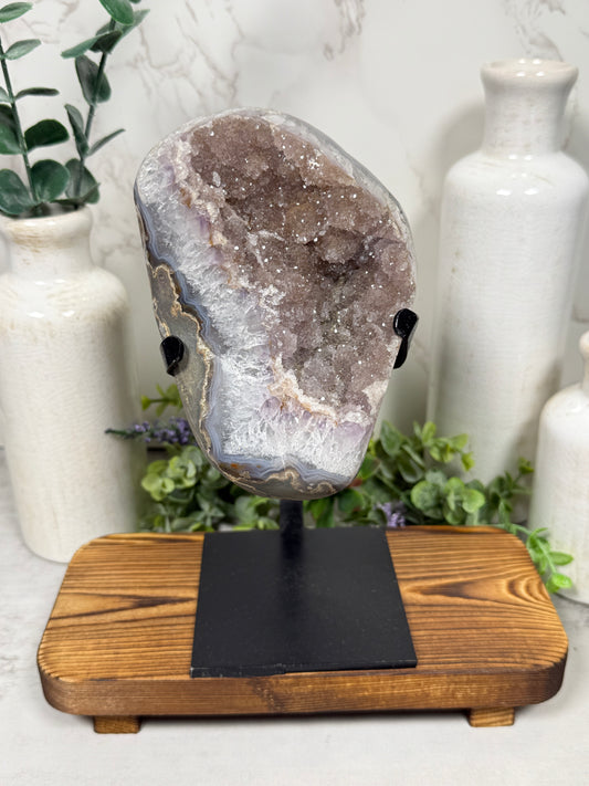 Pink Sugary Amethyst on Stand