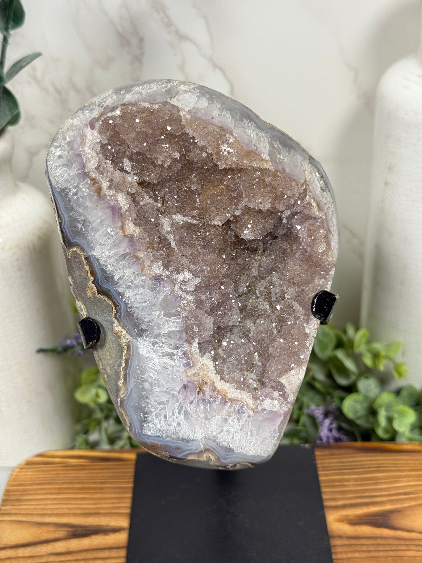 Pink Sugary Amethyst on Stand