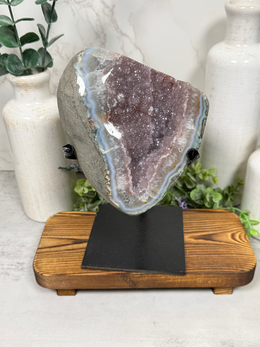 Berry Pink Sugary Amethyst on Stand