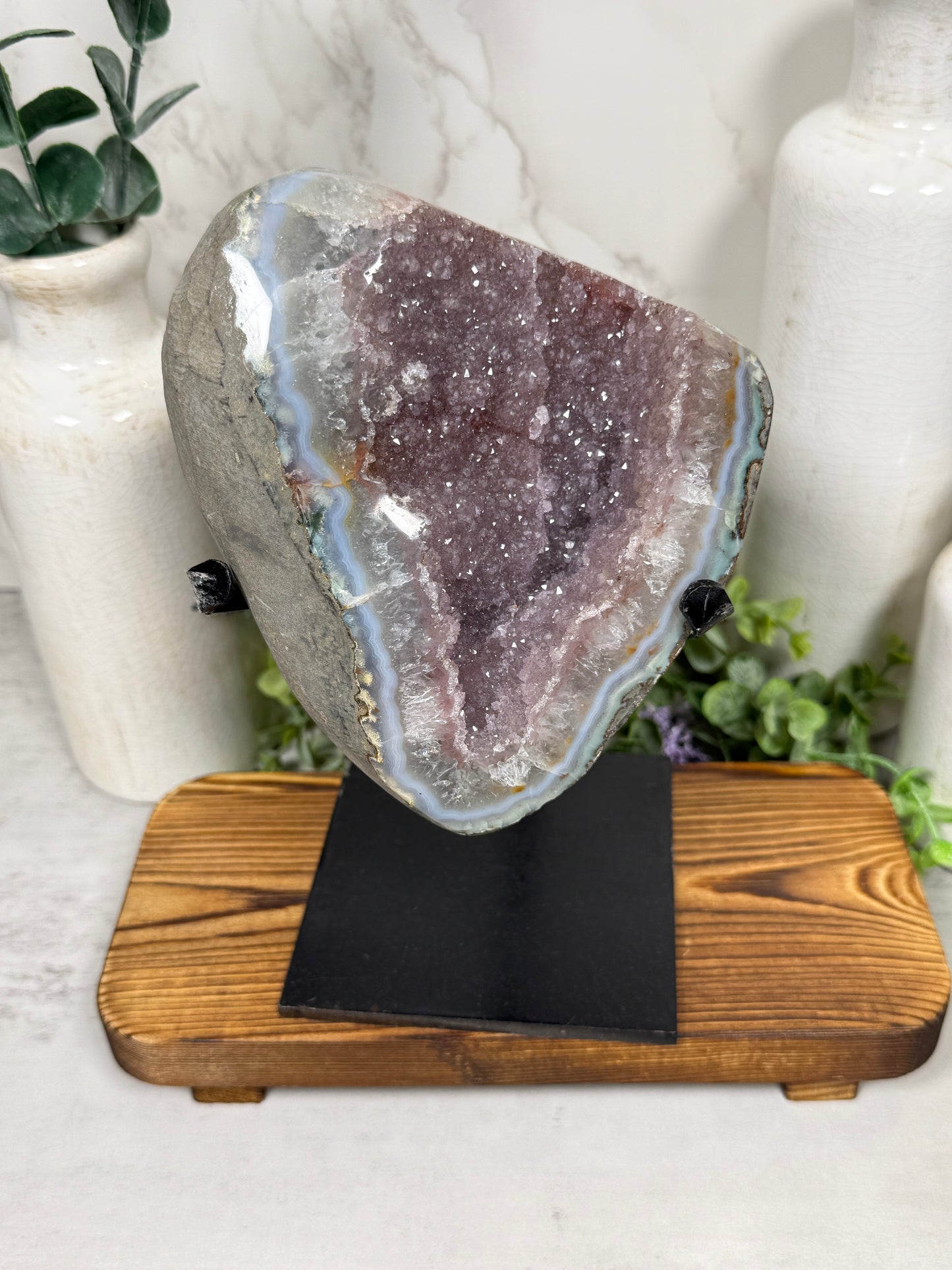 Berry Pink Sugary Amethyst on Stand